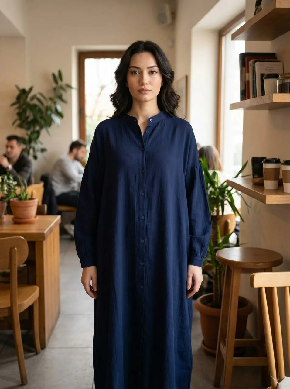 Giyçık Müslin Elbise - Lacivert