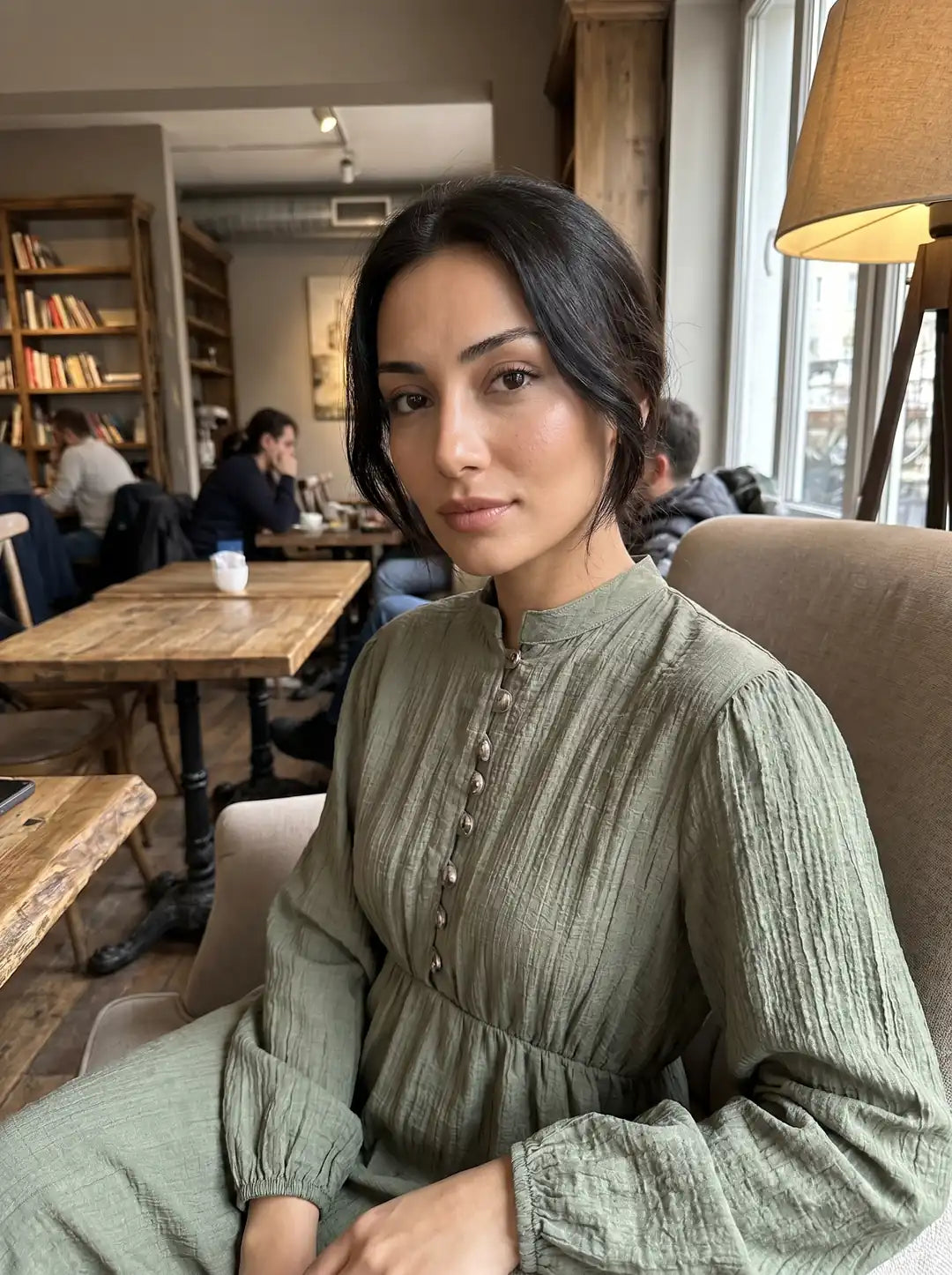 Modal Müslin Elbise - Yeşil