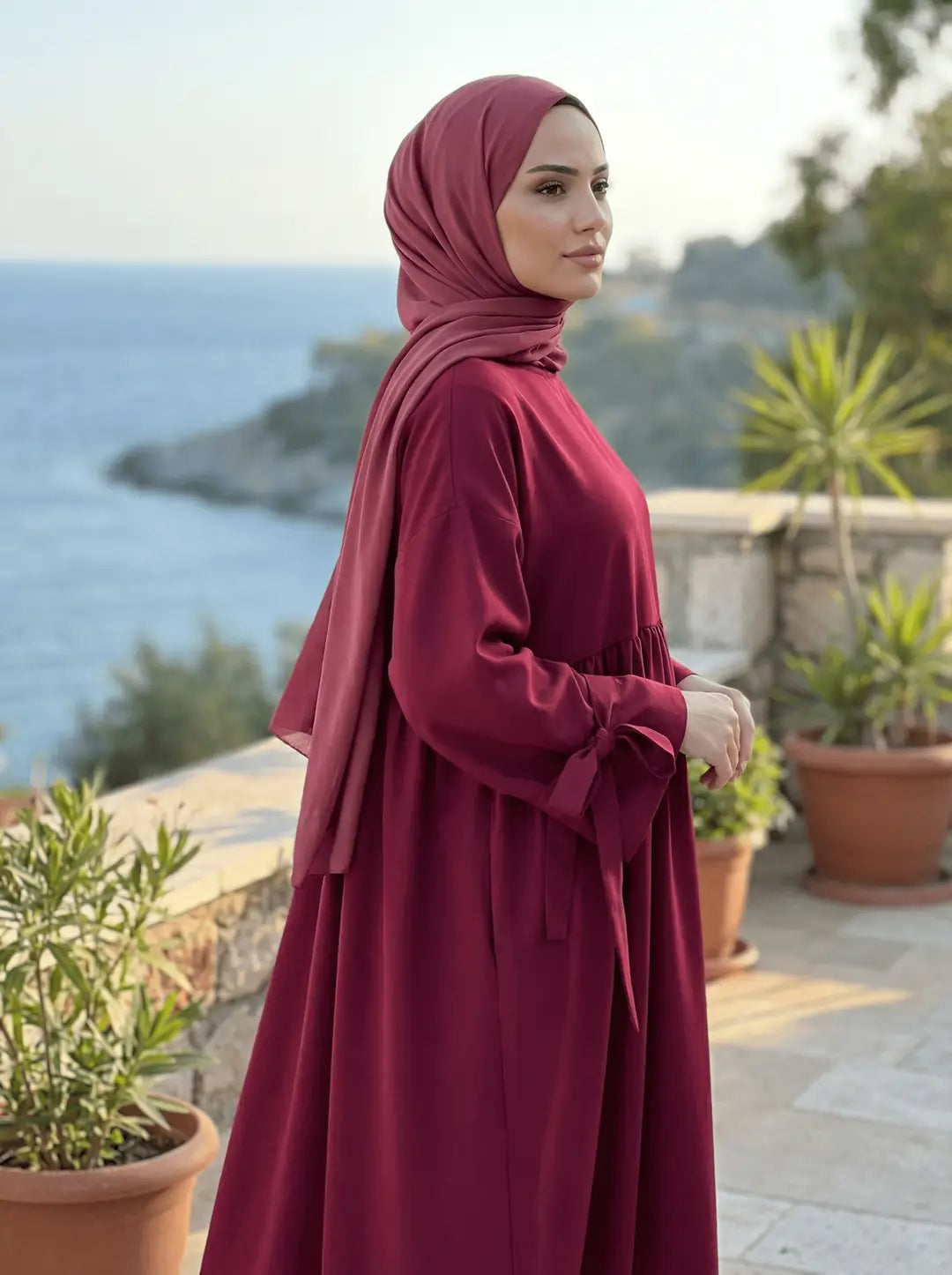 Lotus Elbise - Bordo
