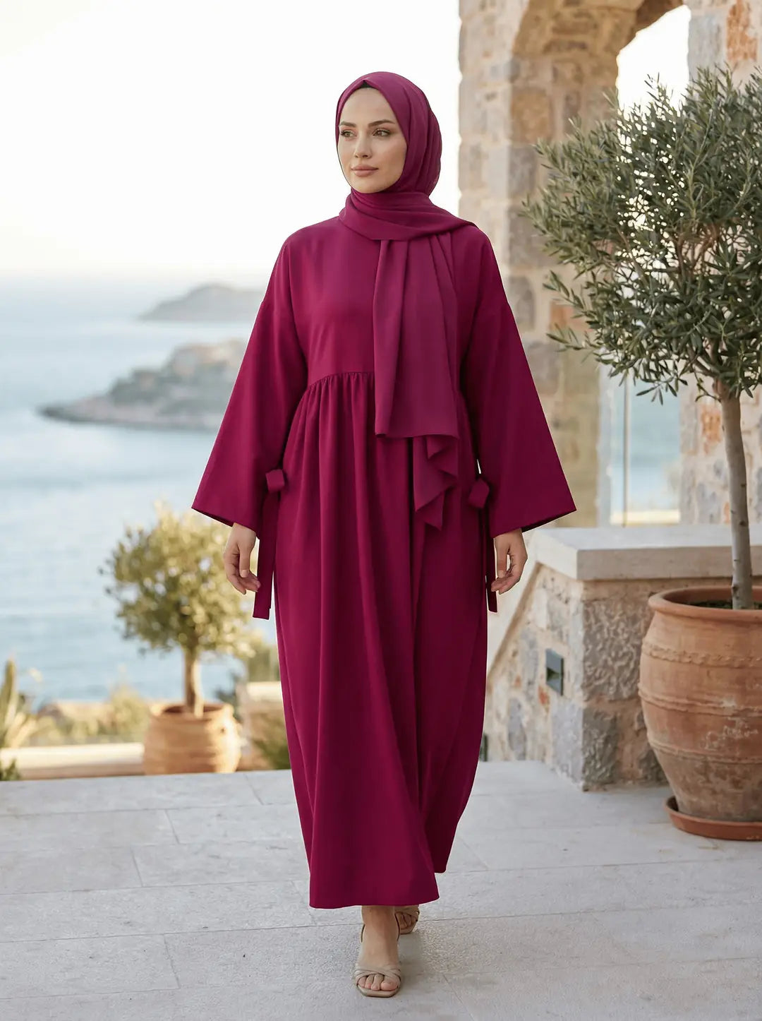 Lotus Elbise - Bordo