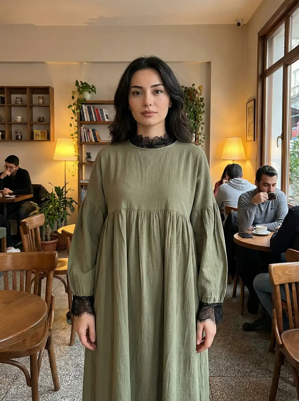 Müslin Dantel Ebise - Çağla Yeşili