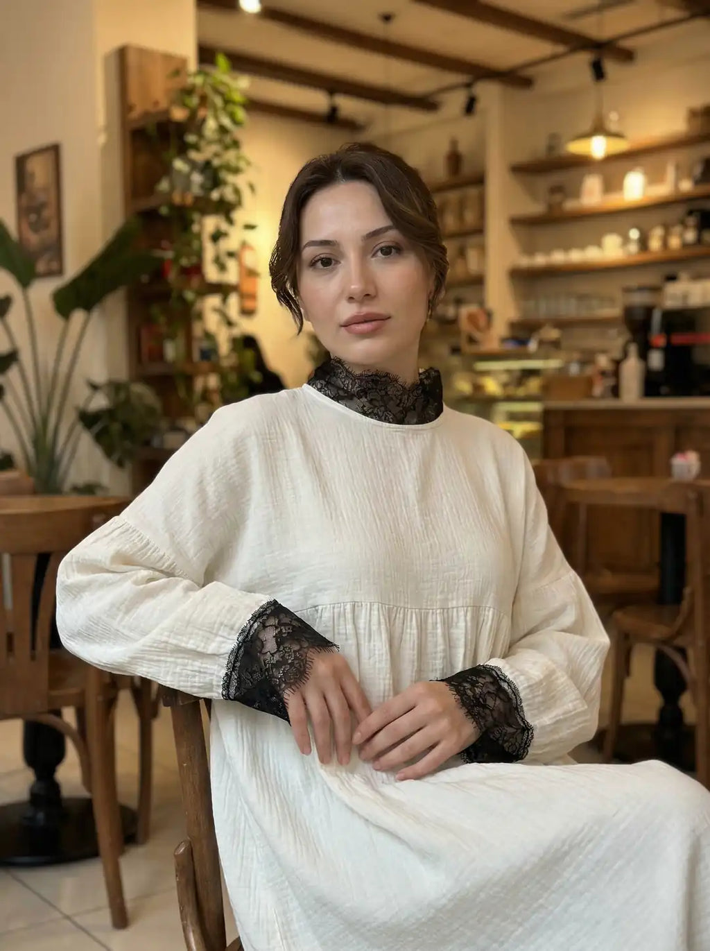 Müslin Dantel Ebise - Natüral
