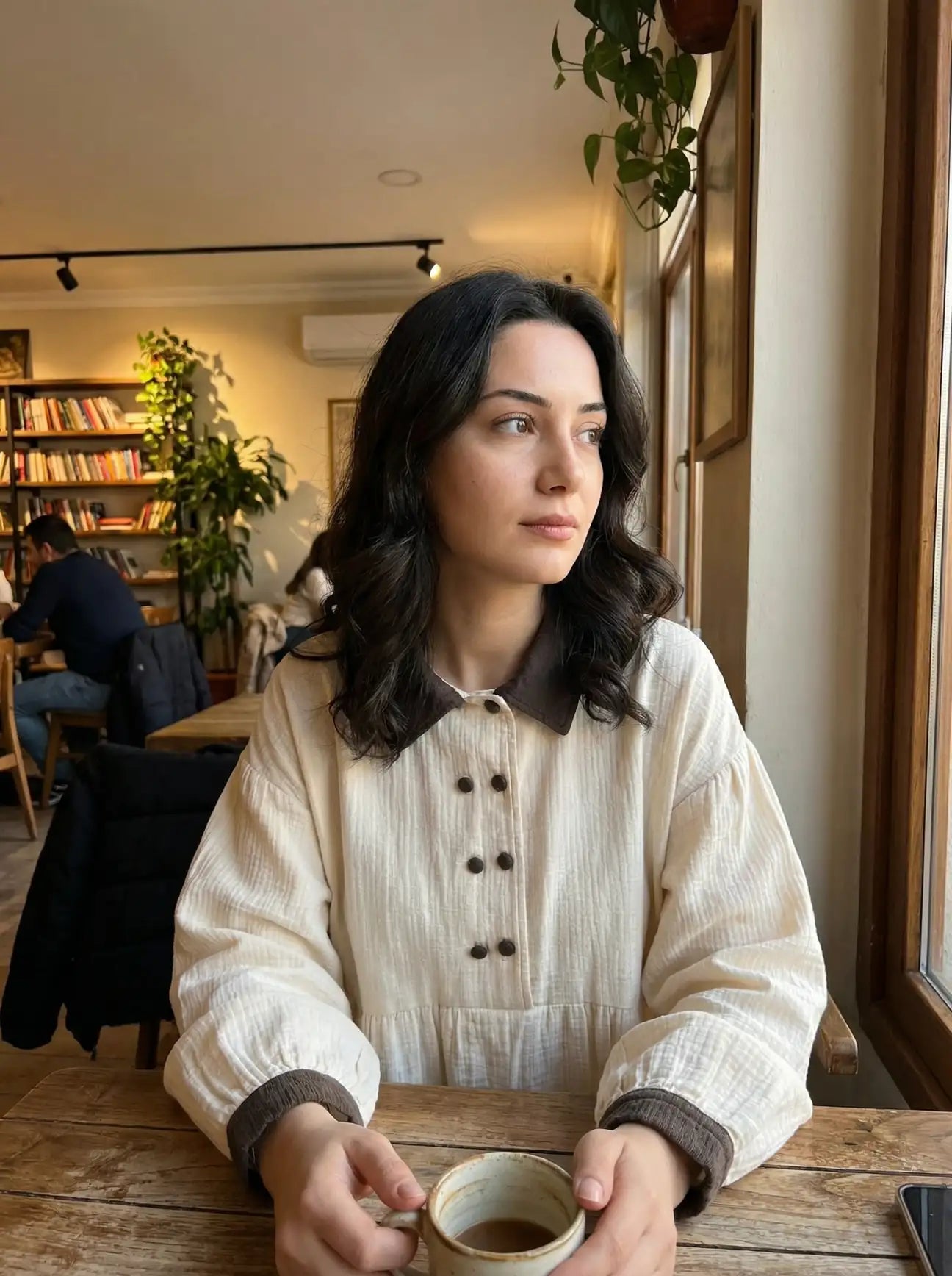 Çift Renk Müslin Elbise - Natüral