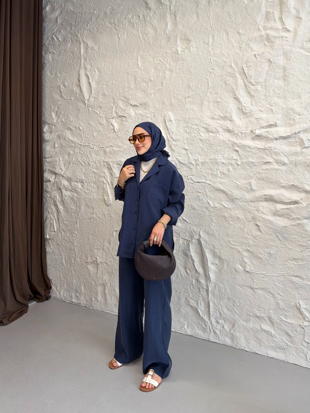 Tencel Gömlek Pantolon Takım - Lacivert