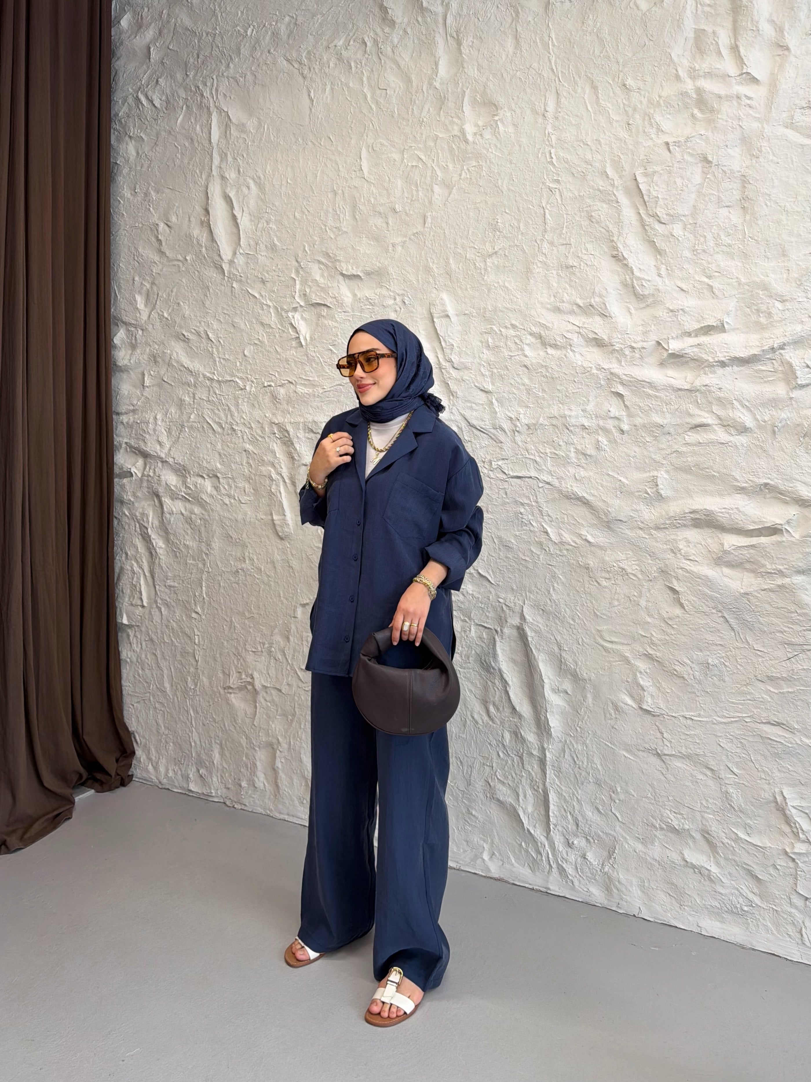 Tencel Gömlek Pantolon Takım - Lacivert
