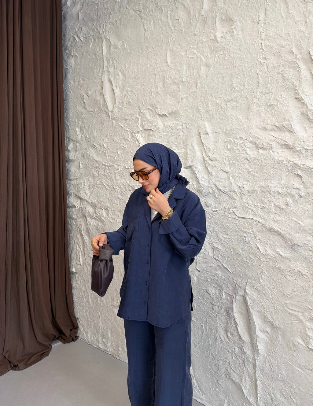 Tencel Gömlek Pantolon Takım - Lacivert